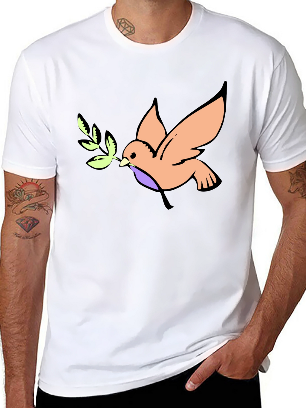Peace Dove Graphic Tee - Black Cotton T-Shirt