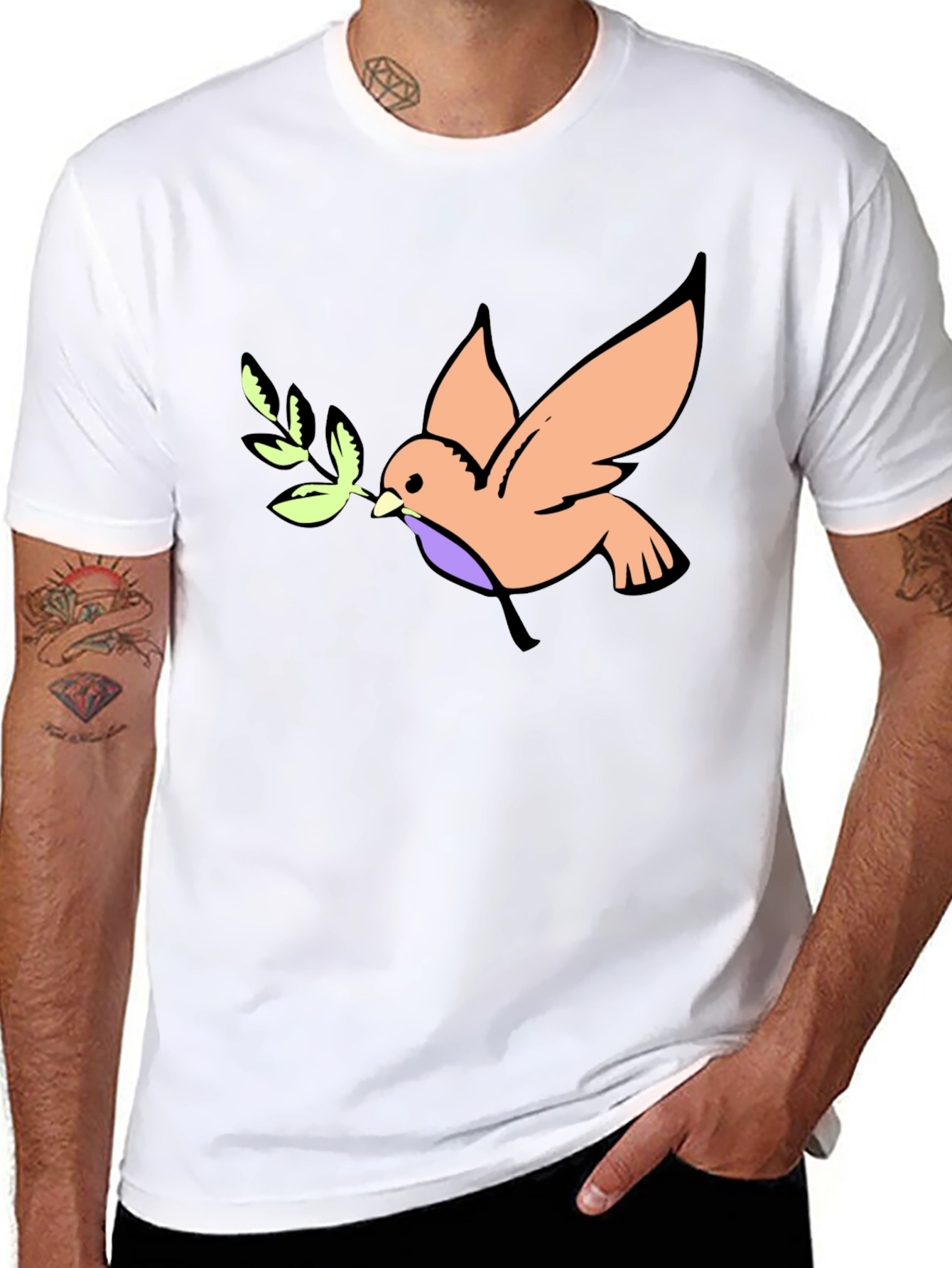 Peace Dove Graphic Tee - Black Cotton T-Shirt