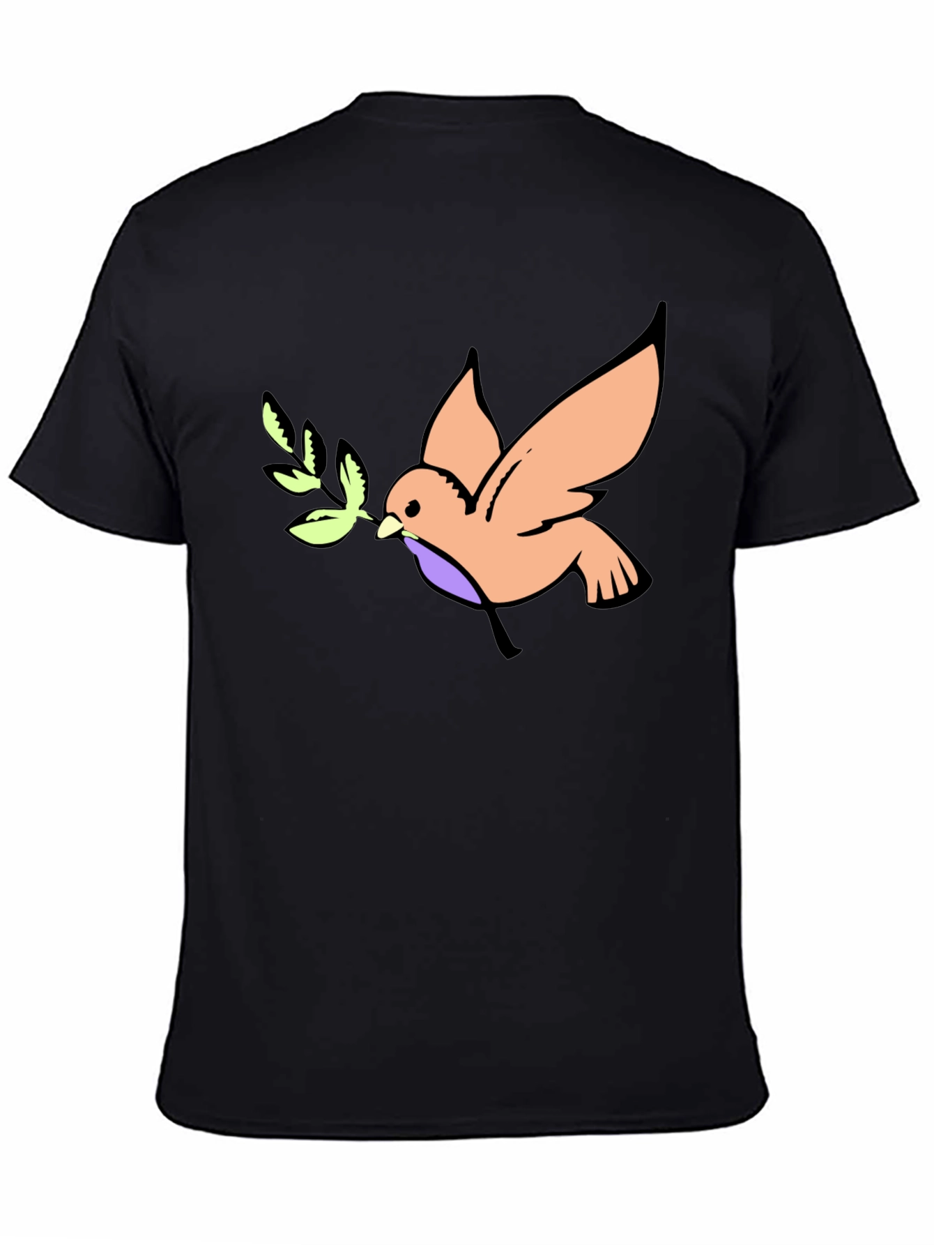 Peace Dove Graphic Tee - Black Cotton T-Shirt