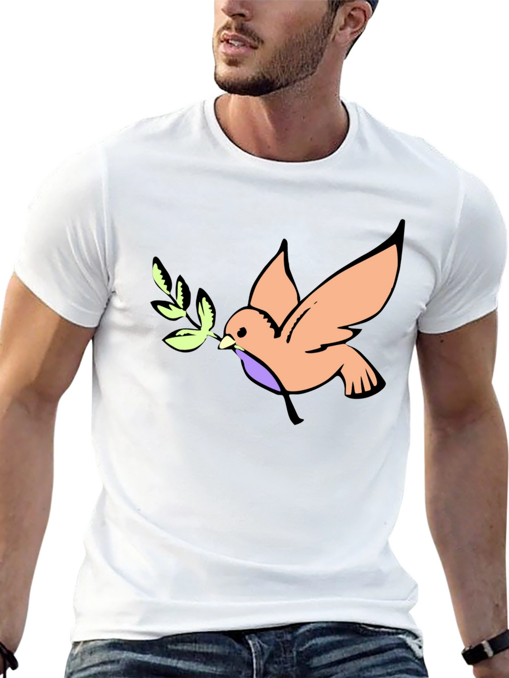 Peace Dove Graphic Tee - Black Cotton T-Shirt