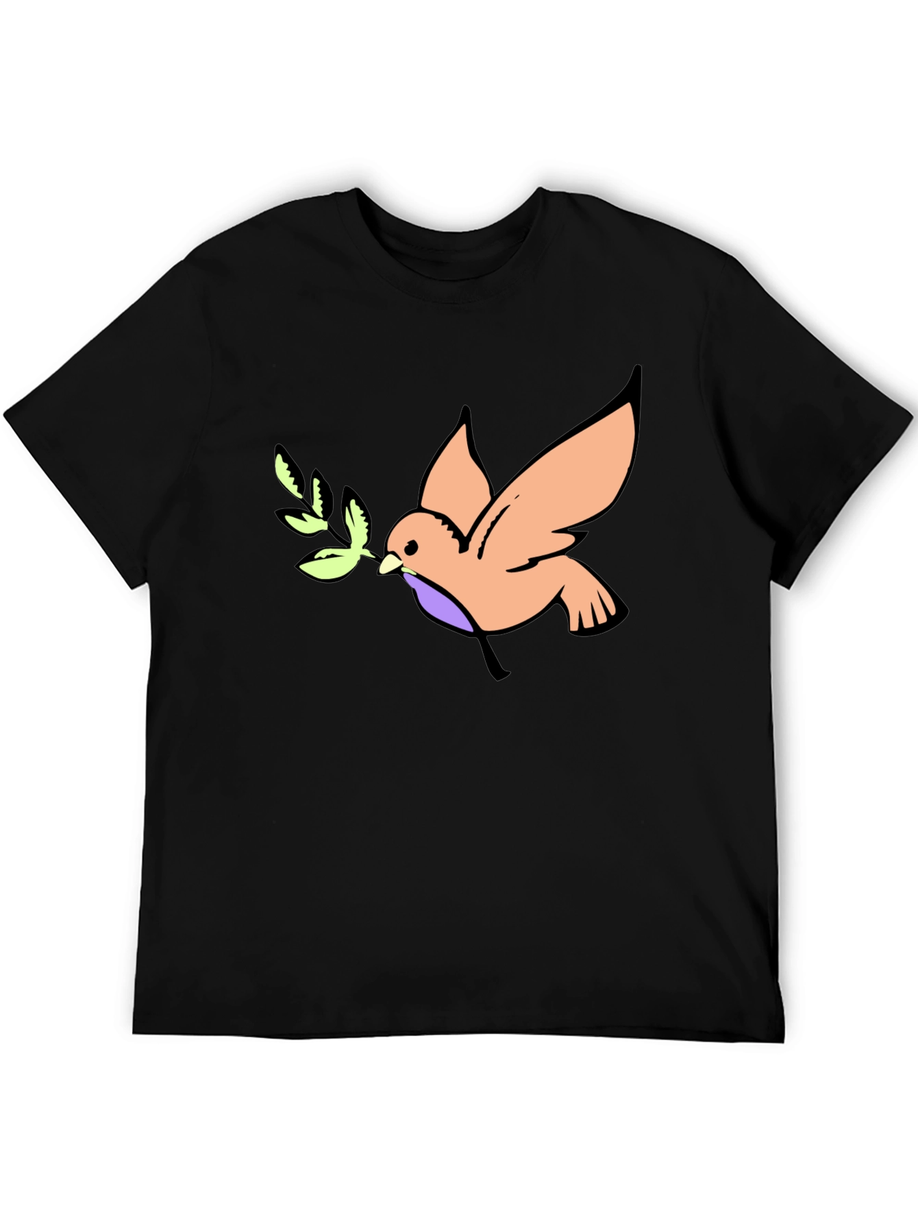 Peace Dove Graphic Tee - Black Cotton T-Shirt