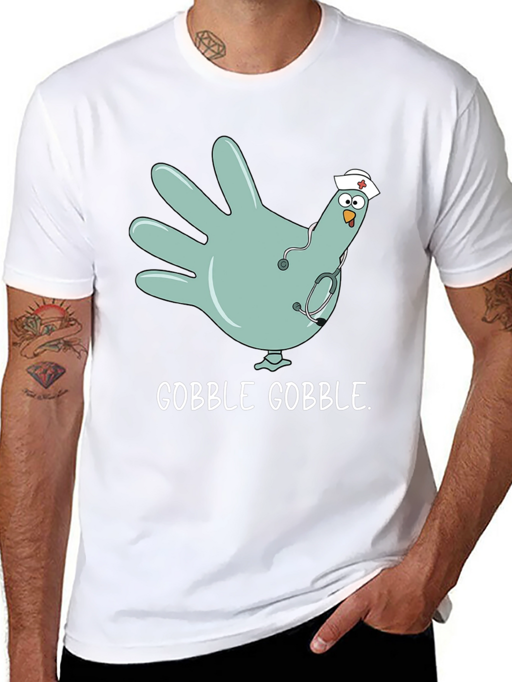 Funny Nurse Turkey Hand Thanksgiving T-Shirt