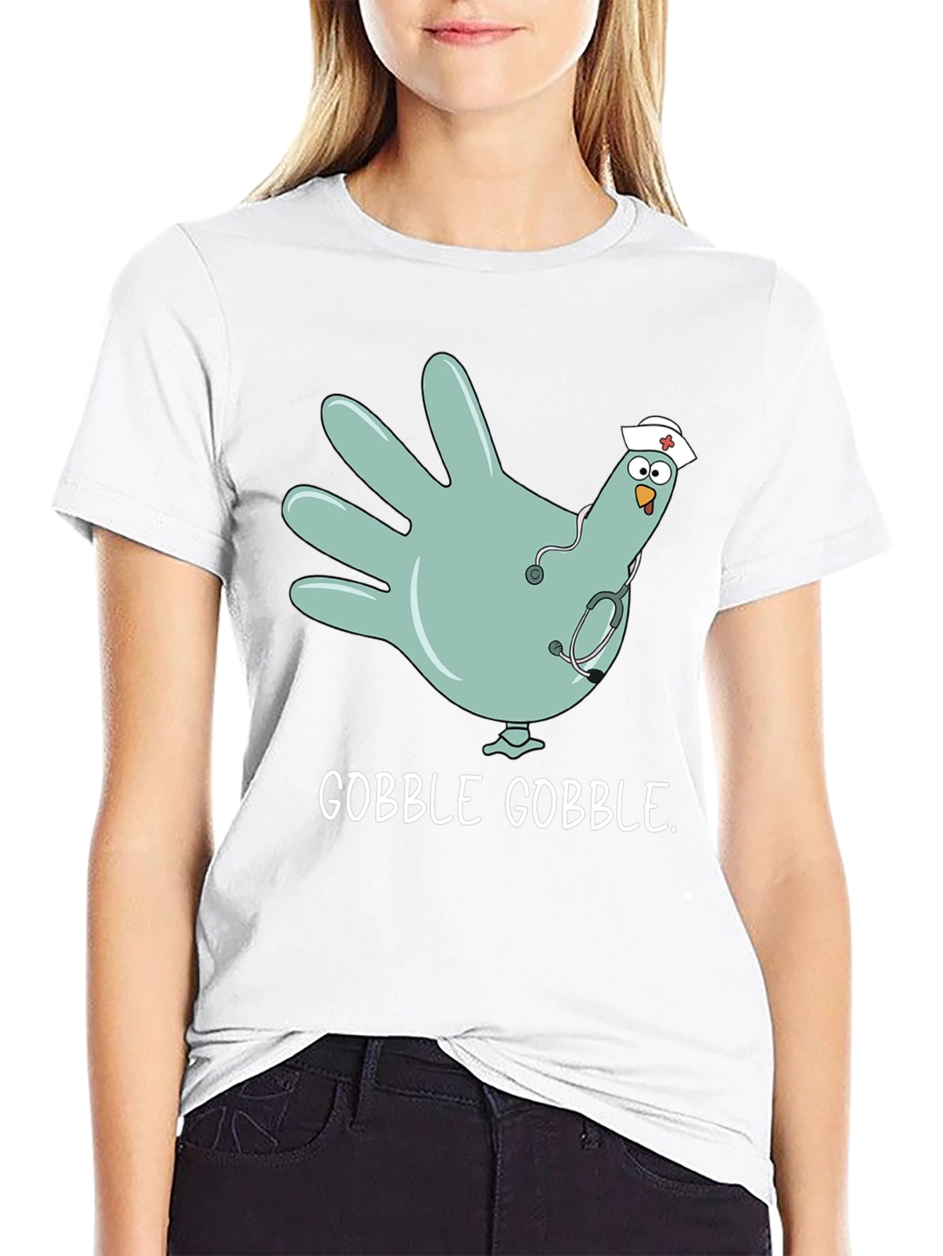 Funny Nurse Turkey Hand Thanksgiving T-Shirt