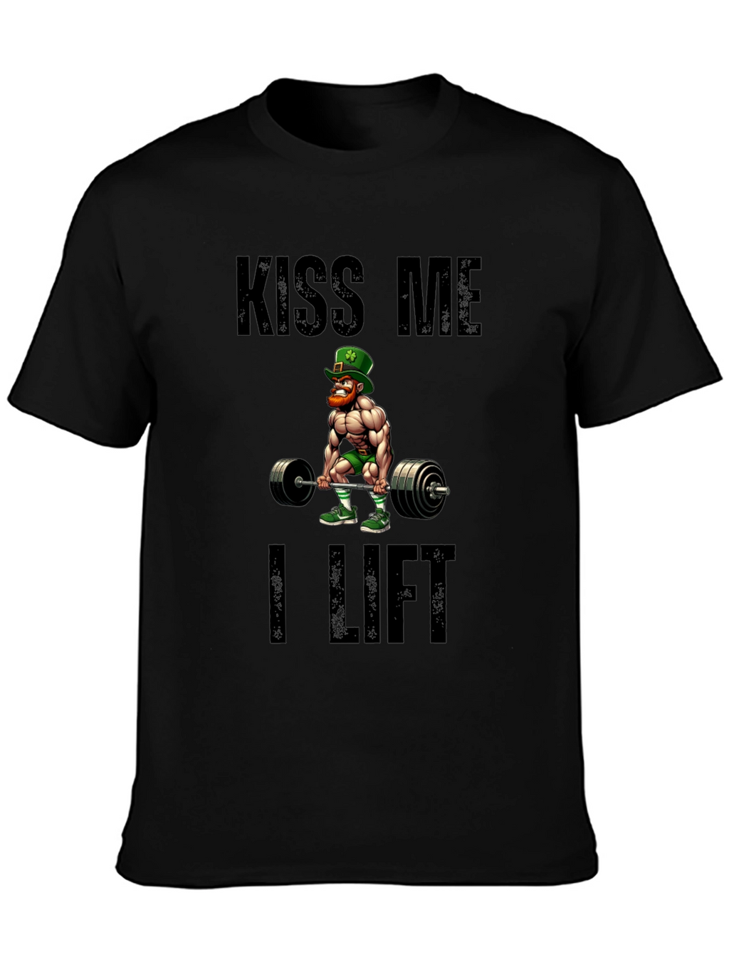 Kiss Me I Lift Black Graphic T-Shirt