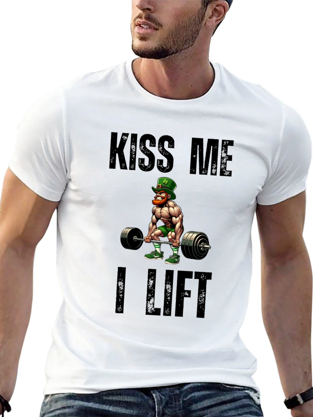 Kiss Me I Lift Black Graphic T-Shirt