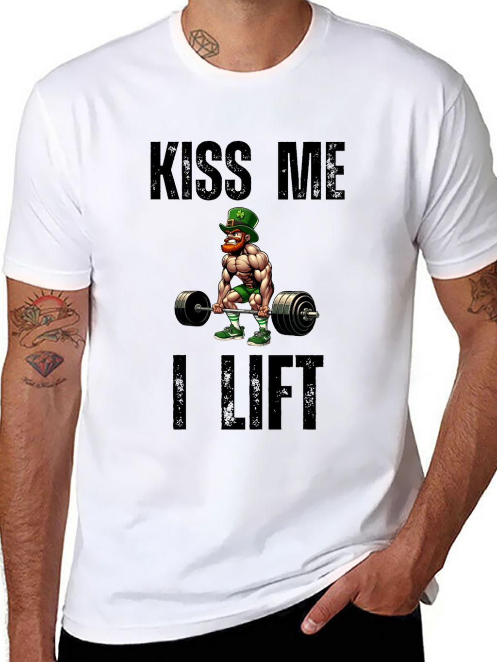 Kiss Me I Lift Black Graphic T-Shirt