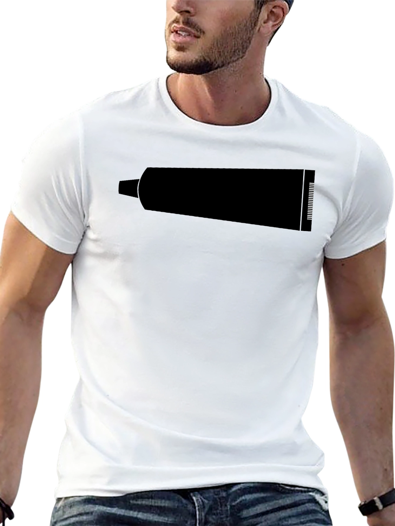 Mens Black Graphic T-Shirt - Tube Print