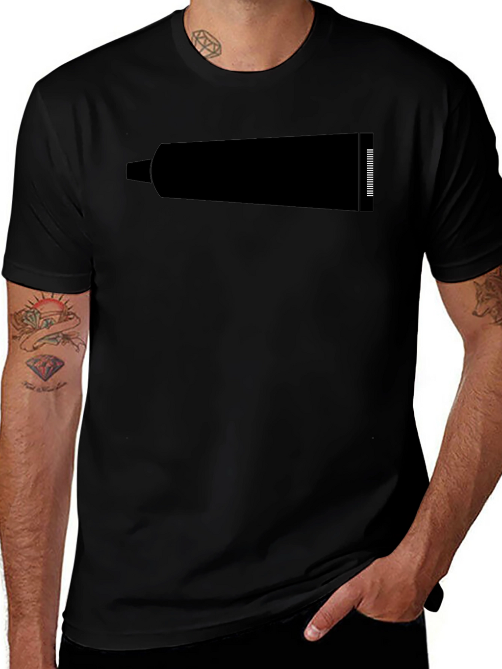 Mens Black Graphic T-Shirt - Tube Print