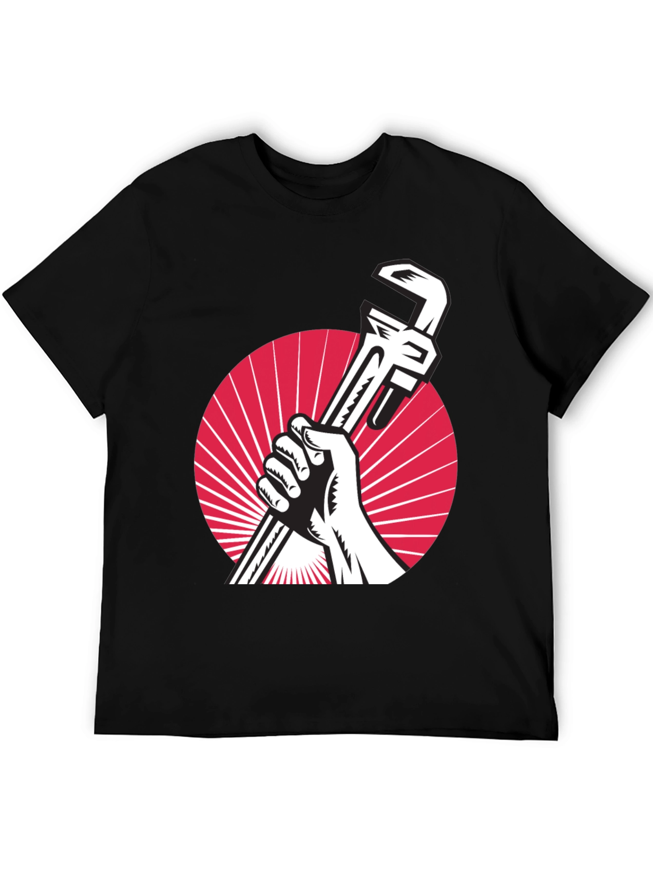 Retro Plumber T-Shirt - Hand Holding Wrench Design