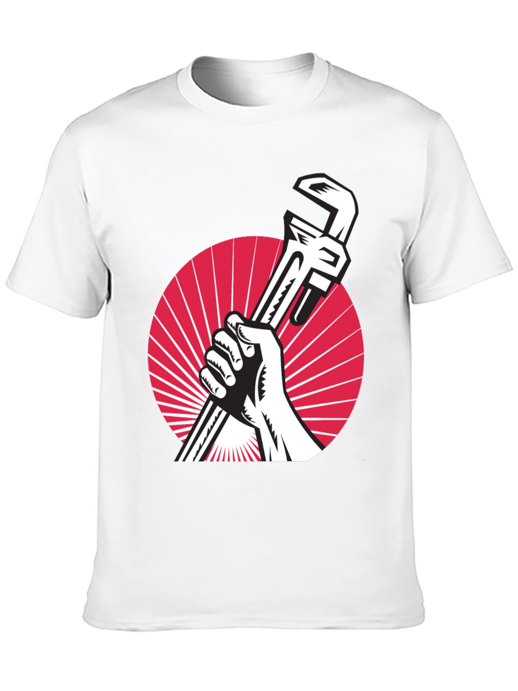 Retro Plumber T-Shirt - Hand Holding Wrench Design