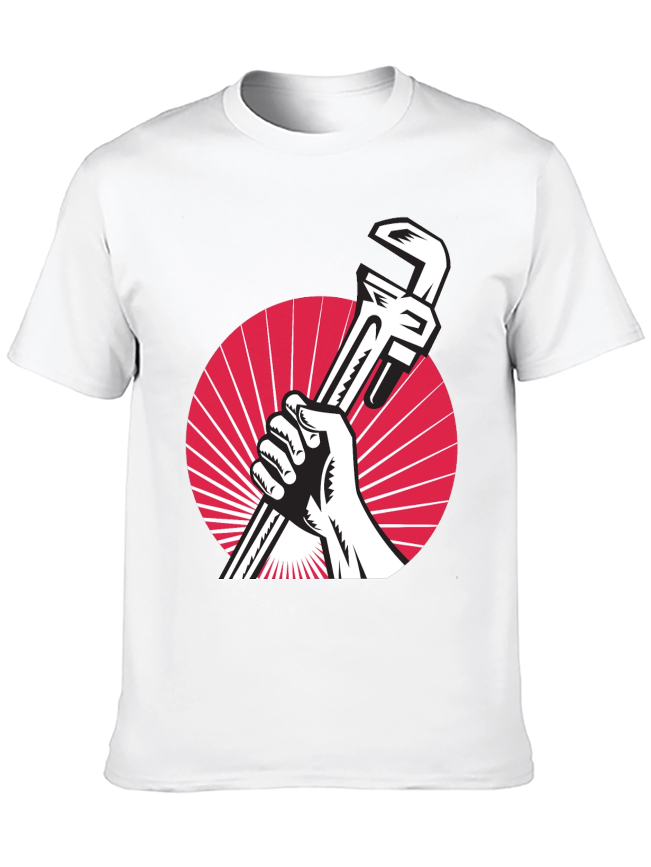 Retro Plumber T-Shirt - Hand Holding Wrench Design