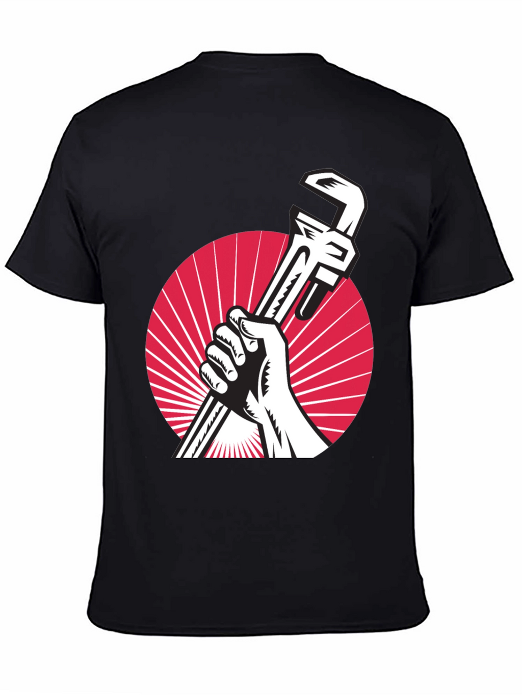 Retro Plumber T-Shirt - Hand Holding Wrench Design