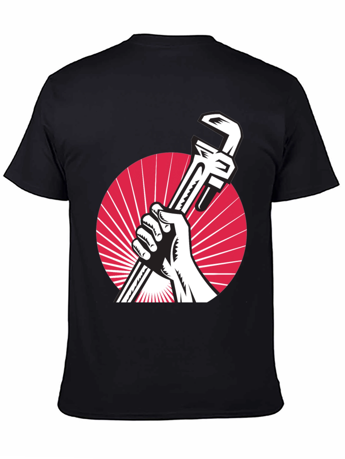 Retro Plumber T-Shirt - Hand Holding Wrench Design