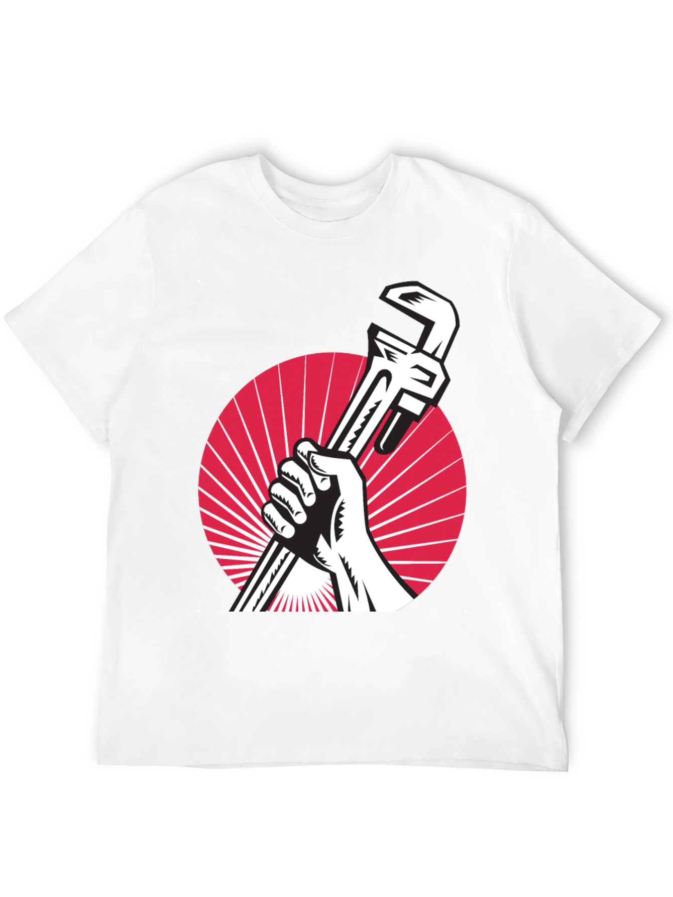 Retro Plumber T-Shirt - Hand Holding Wrench Design