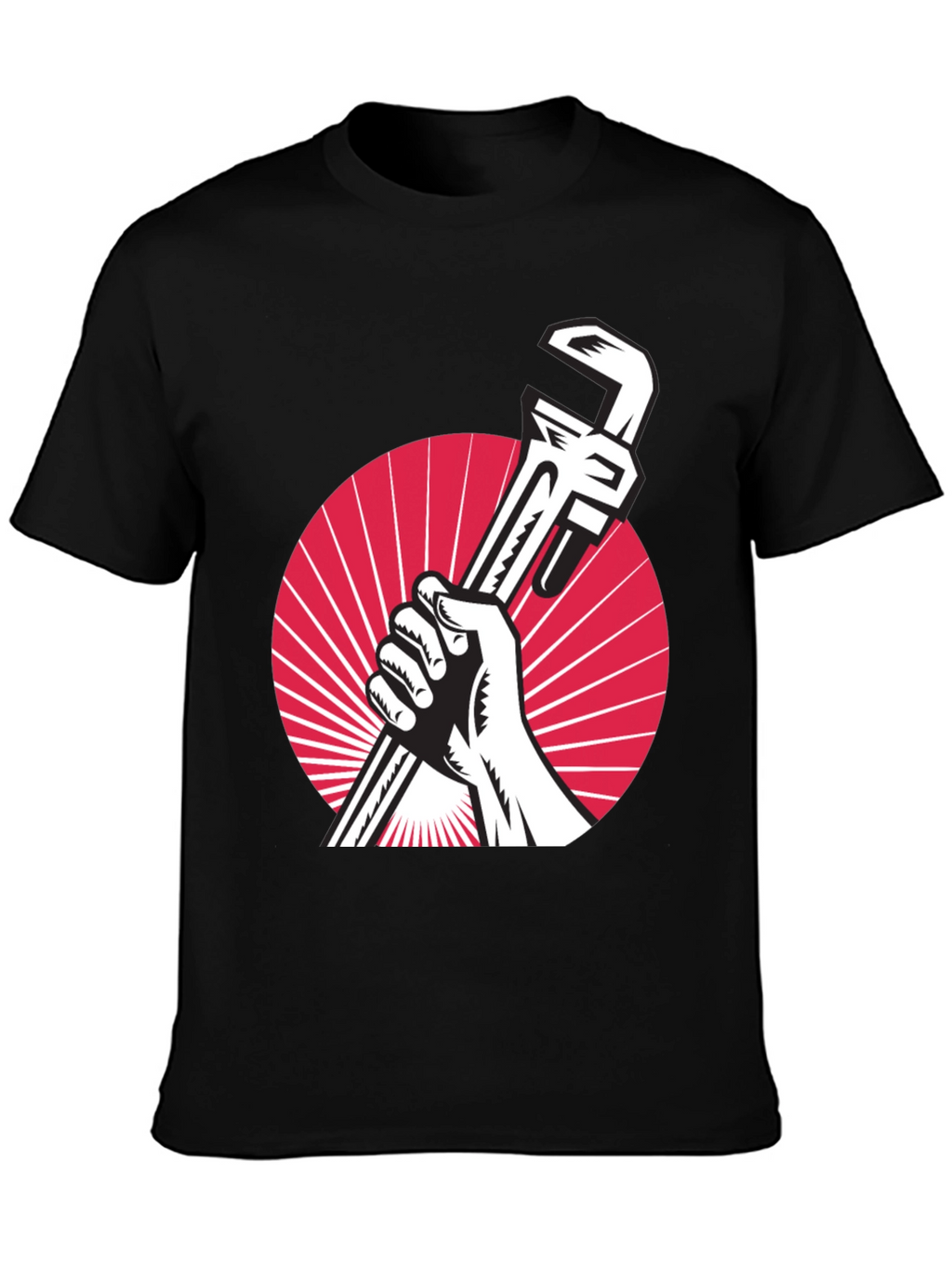 Retro Plumber T-Shirt - Hand Holding Wrench Design