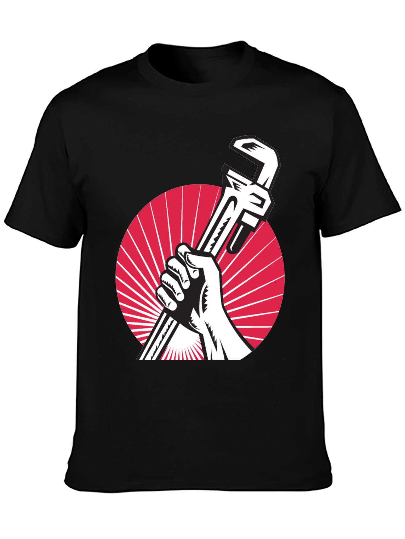 Retro Plumber T-Shirt - Hand Holding Wrench Design