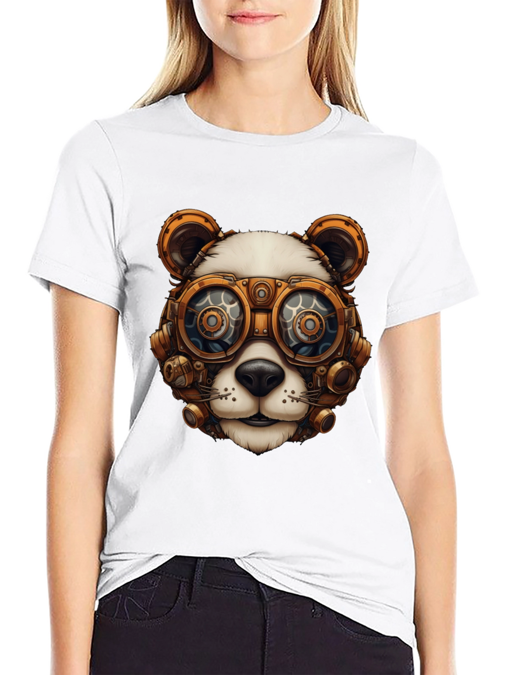 Steampunk Panda Graphic Tee - Cool Panda Design
