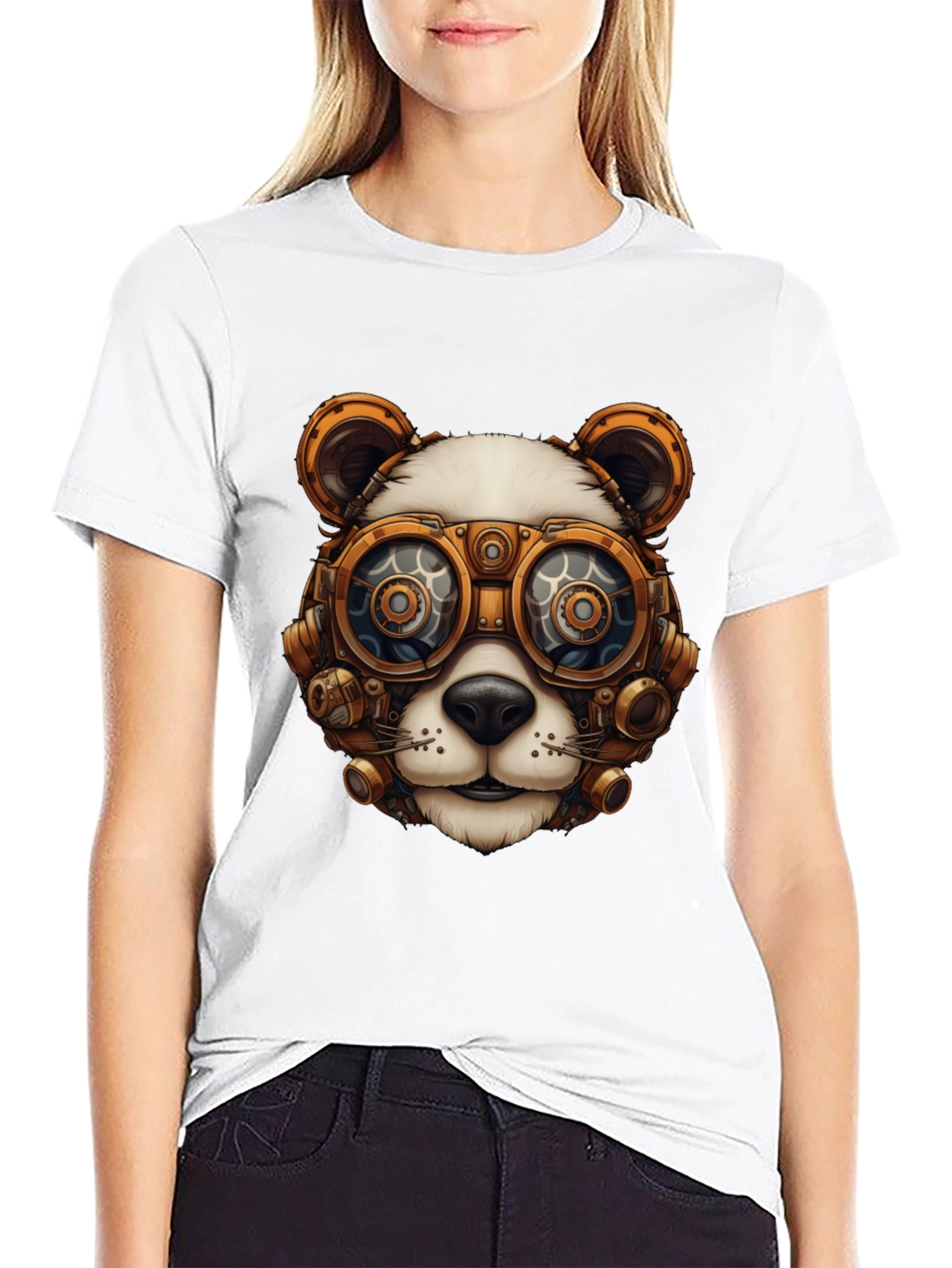 Steampunk Panda Graphic Tee - Cool Panda Design