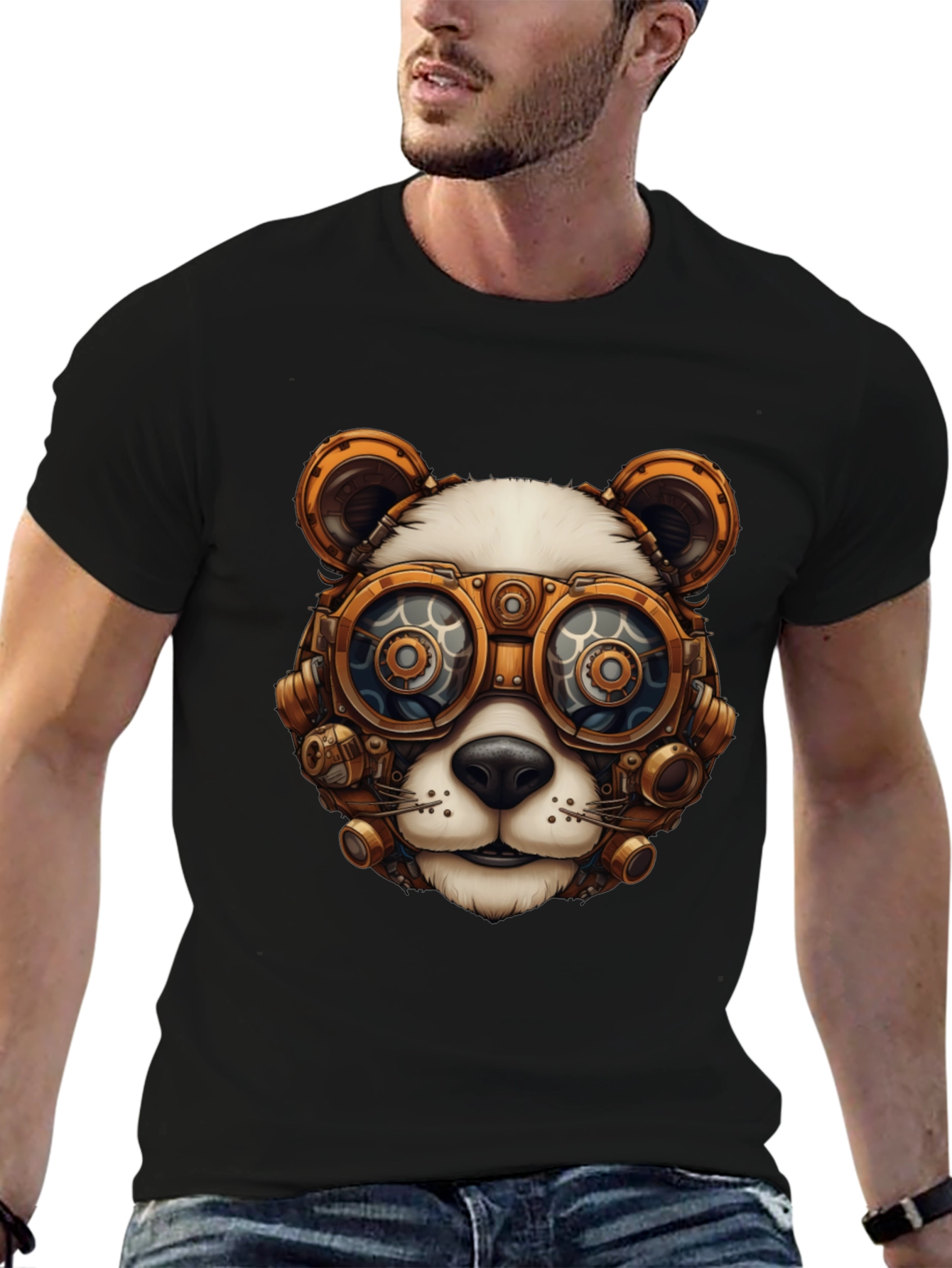 Steampunk Panda Graphic Tee - Cool Panda Design