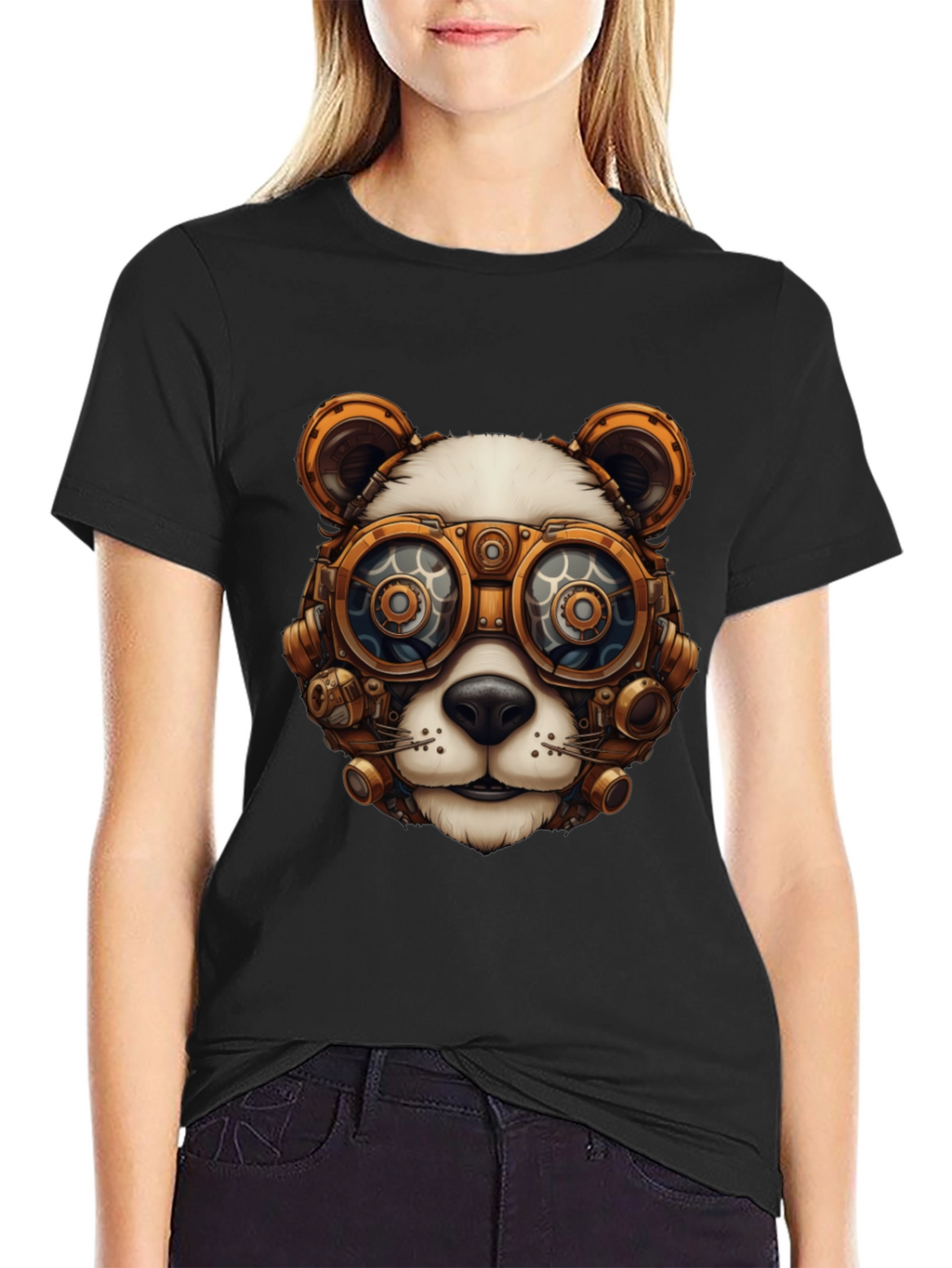 Steampunk Panda Graphic Tee - Cool Panda Design