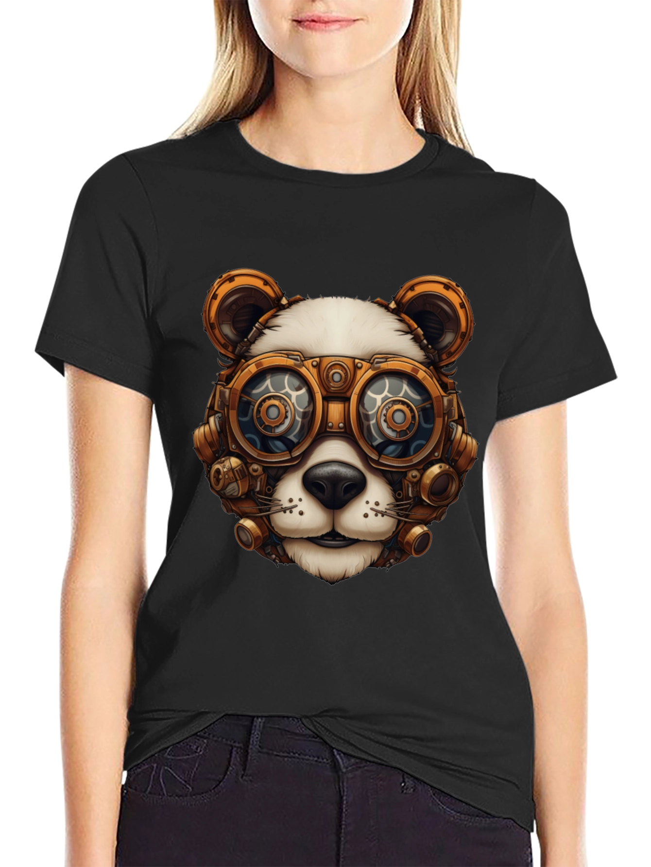 Steampunk Panda Graphic Tee - Cool Panda Design