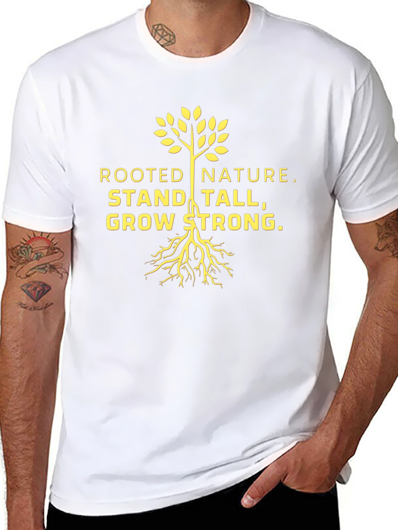 Rooted Nature Tee - Stand Tall Grow Strong Black T-Shirt