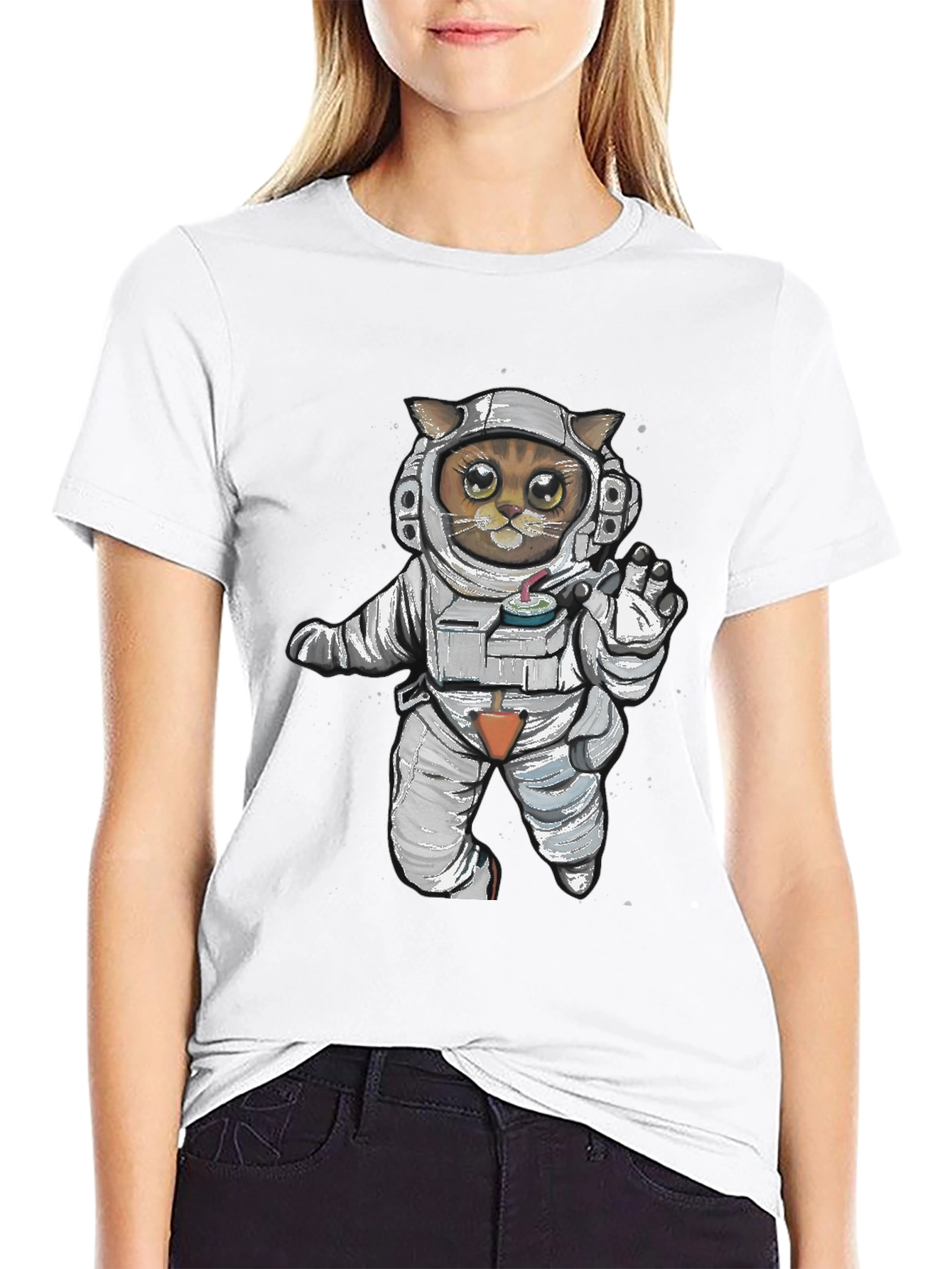 Astronaut Cat Graphic Tee