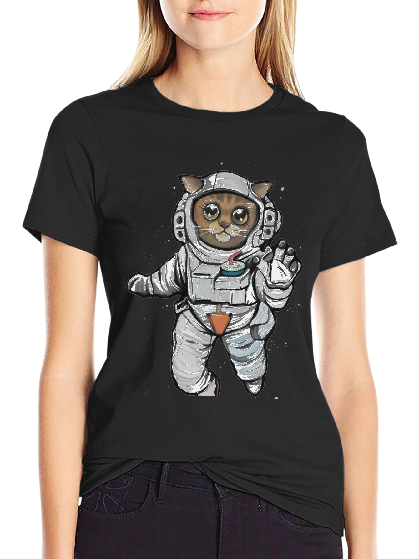 Astronaut Cat Graphic Tee