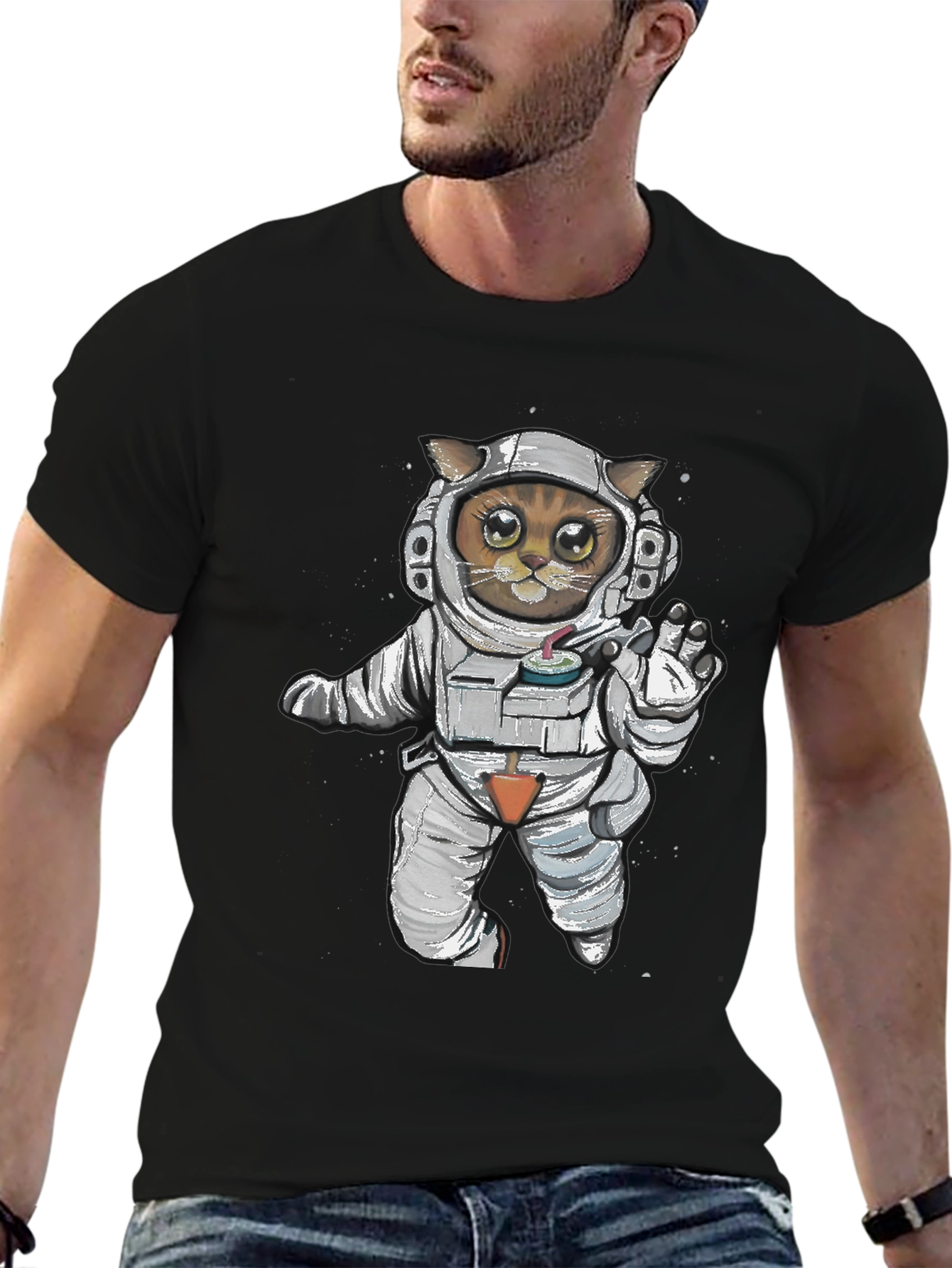 Astronaut Cat Graphic Tee
