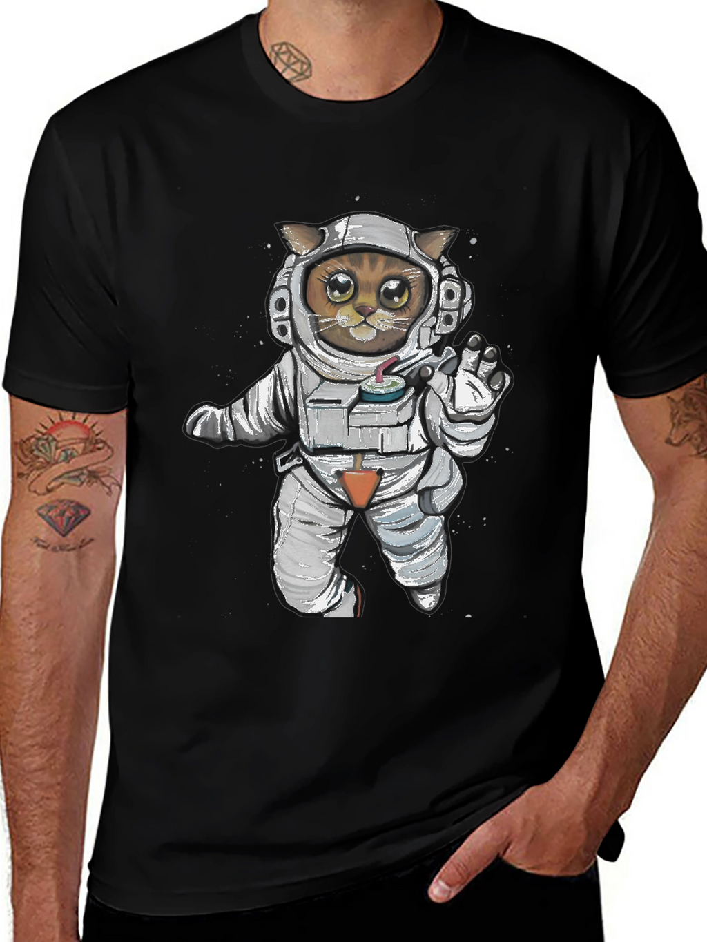 Astronaut Cat Graphic Tee
