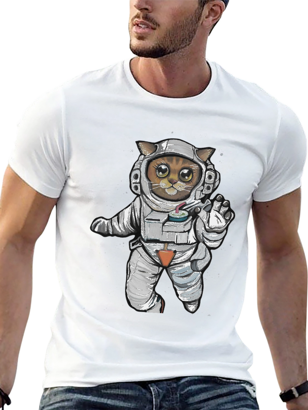Astronaut Cat Graphic Tee