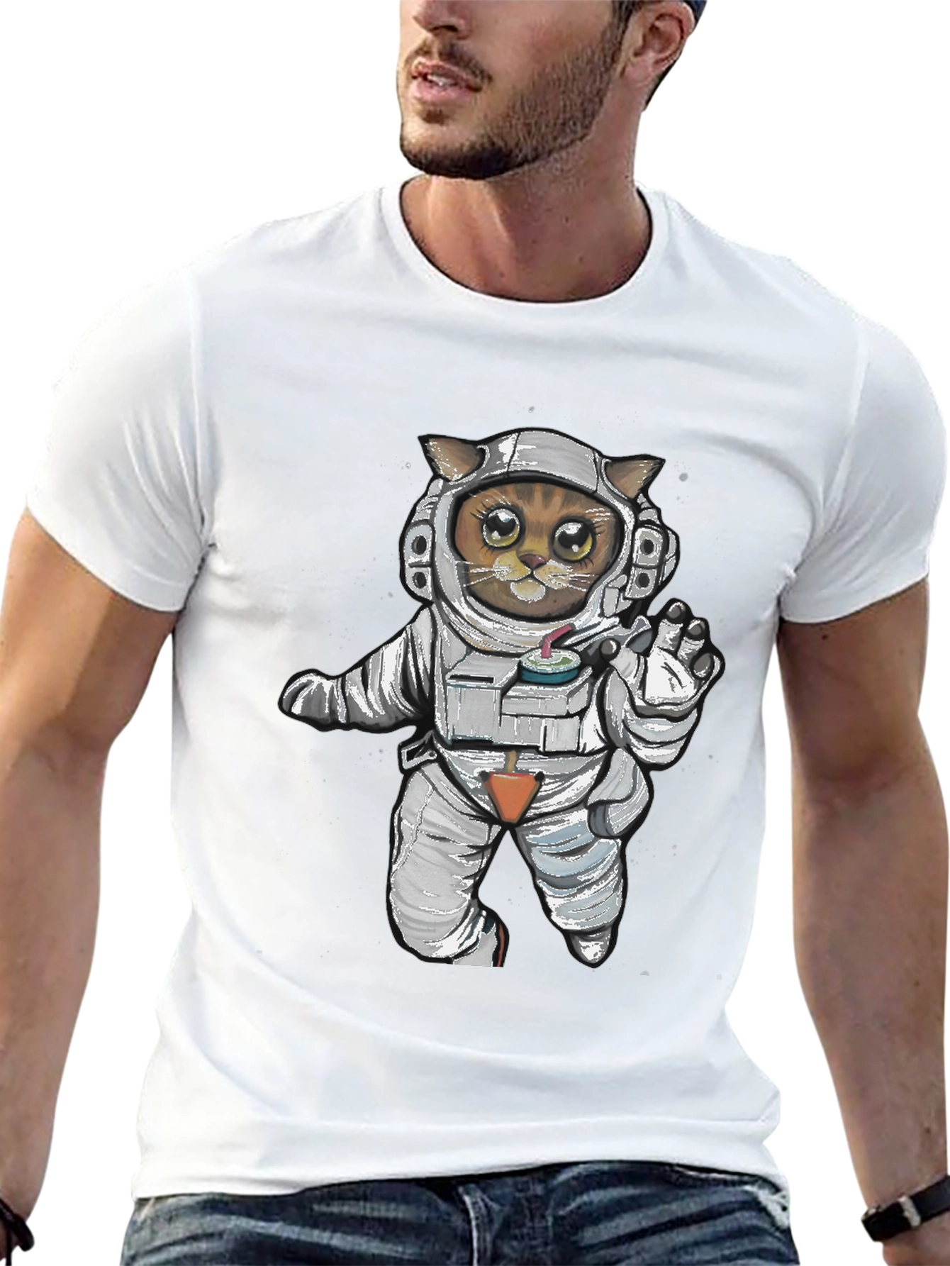 Astronaut Cat Graphic Tee