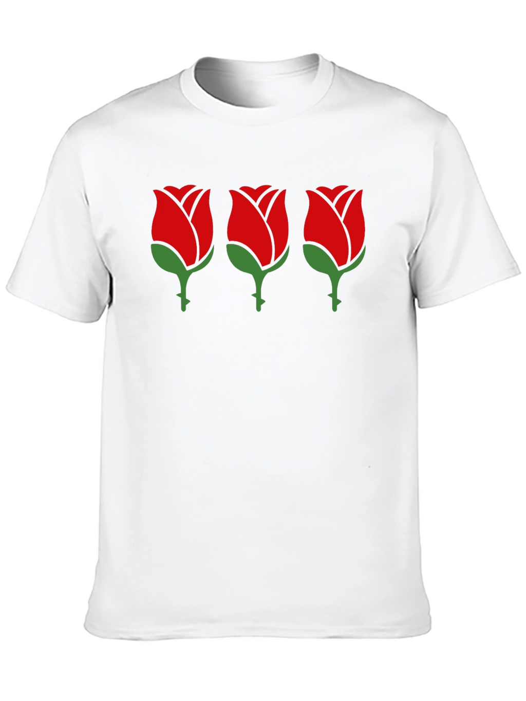 Black T-Shirt with Rose Design