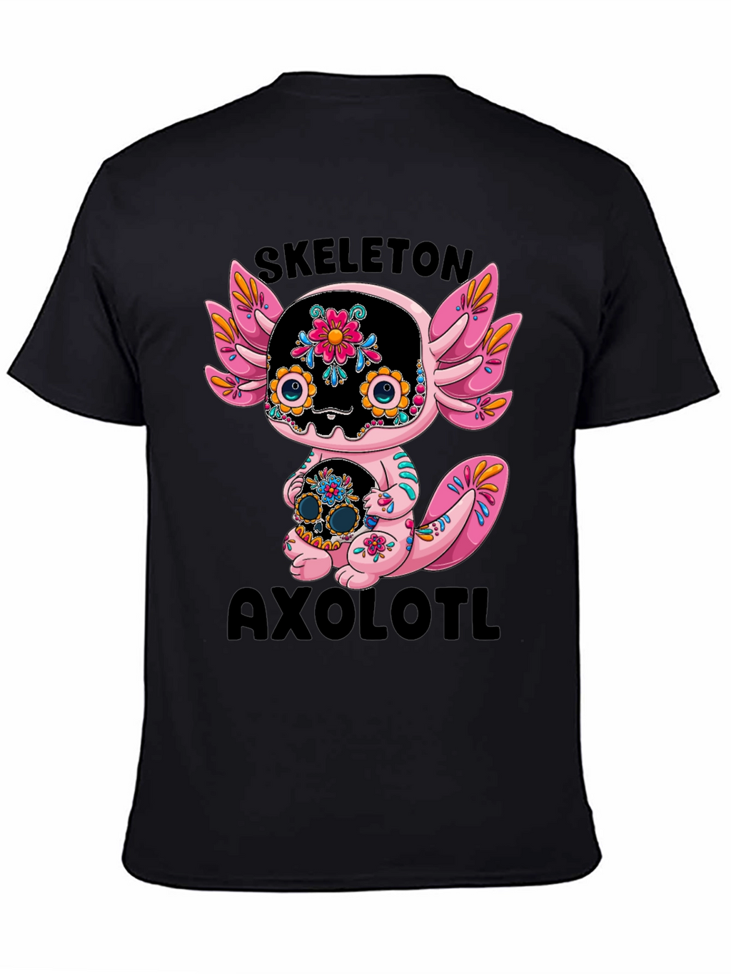 Skeleton Axolotl T-Shirt - Day of the Dead Style