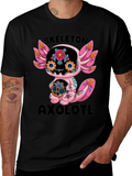 Skeleton Axolotl T-Shirt - Day of the Dead Style