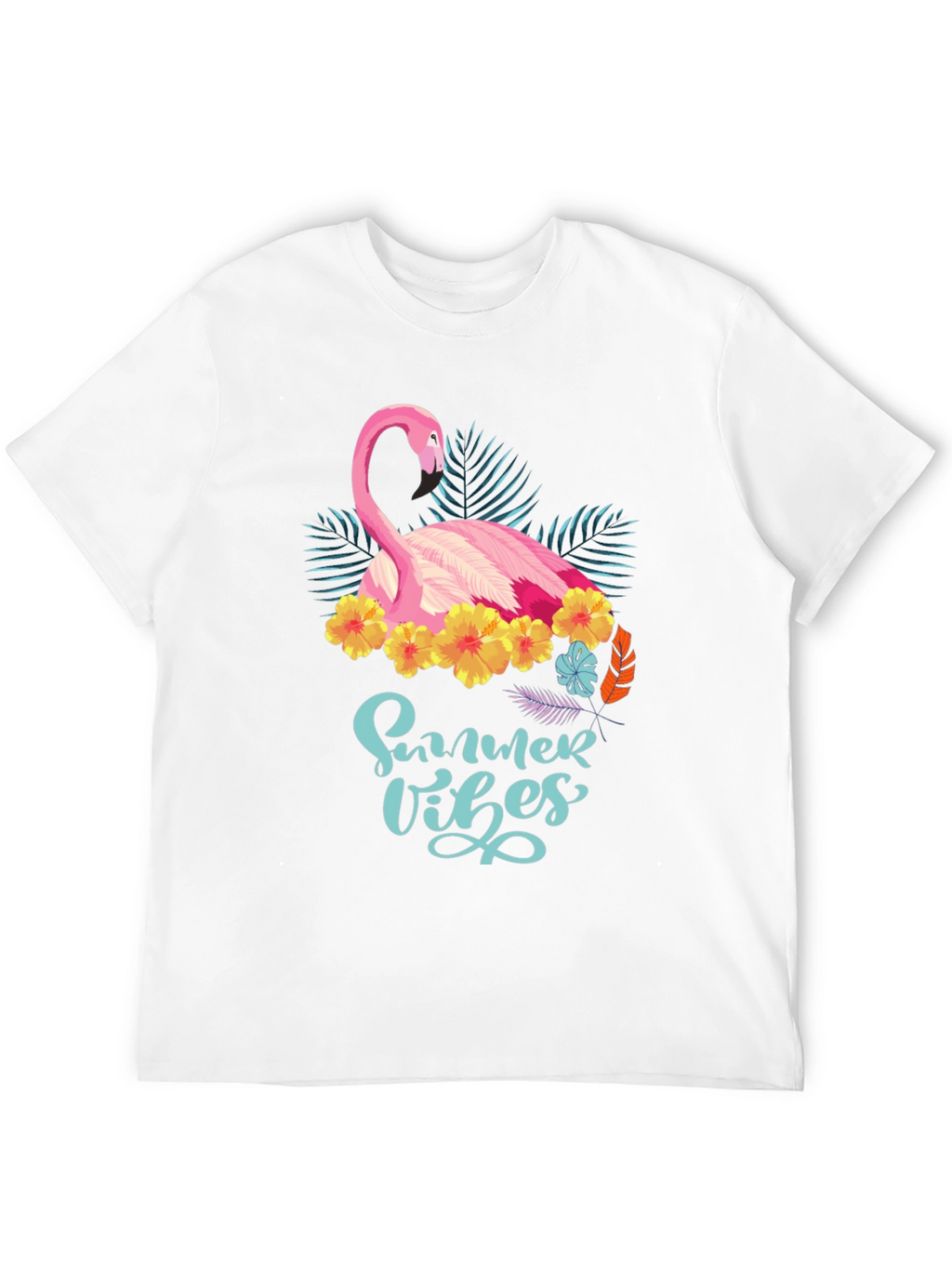 Summer Vibes Flamingo T-Shirt - Tropical Design