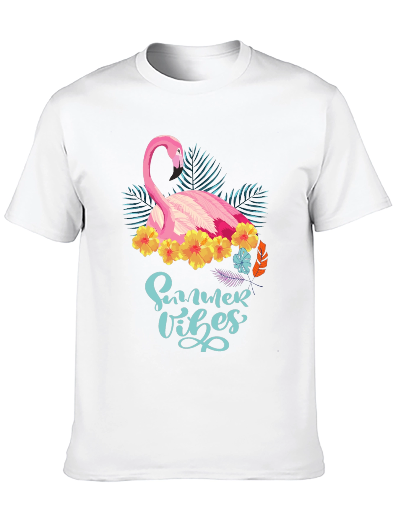 Summer Vibes Flamingo T-Shirt - Tropical Design