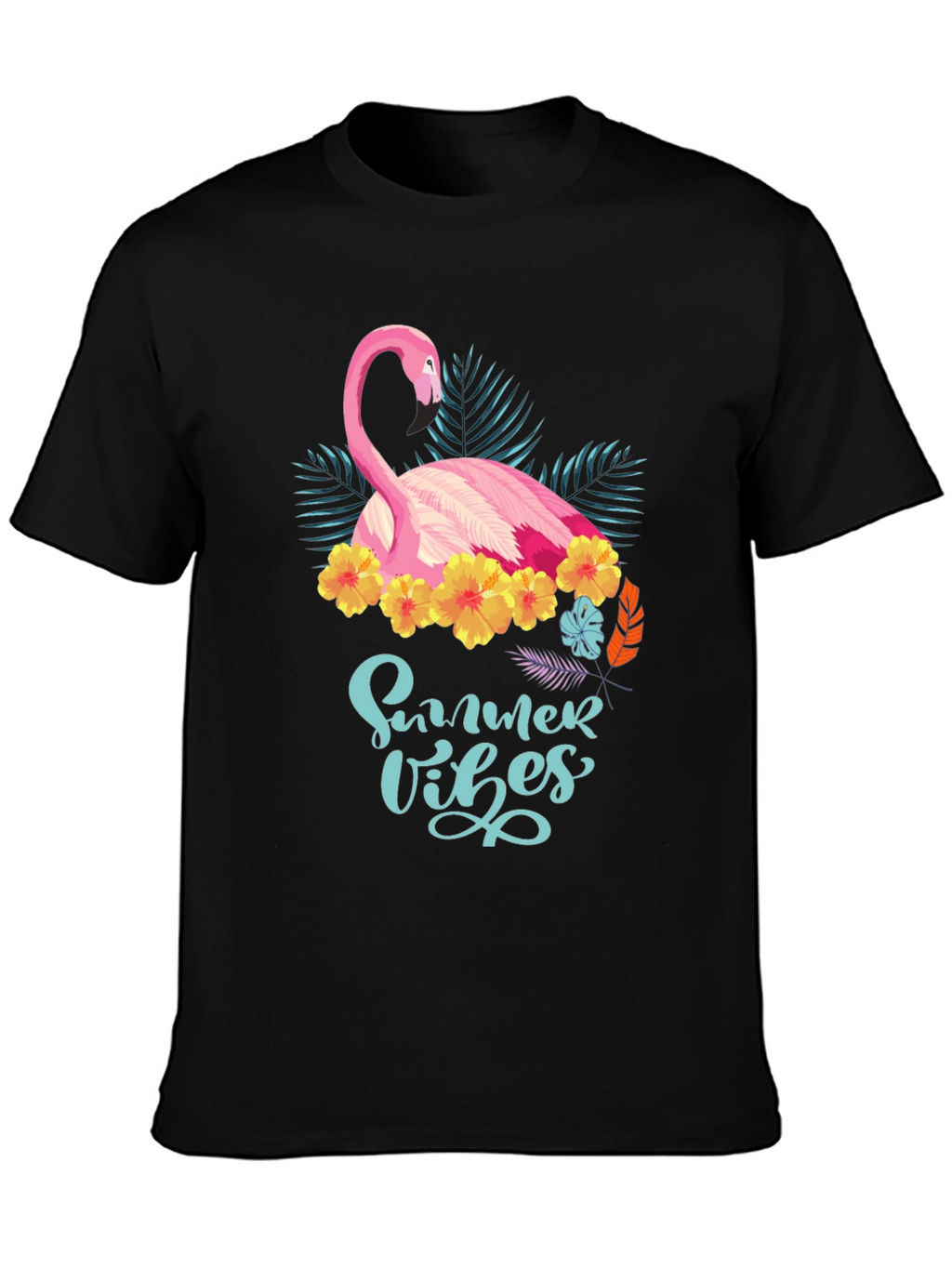 Summer Vibes Flamingo T-Shirt - Tropical Design