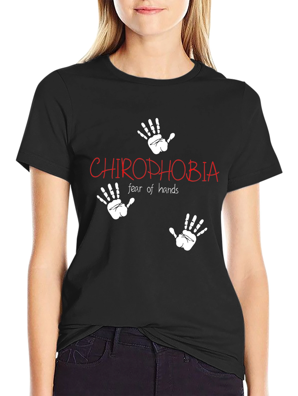 Chirophobia Fear of Hands Black T-Shirt