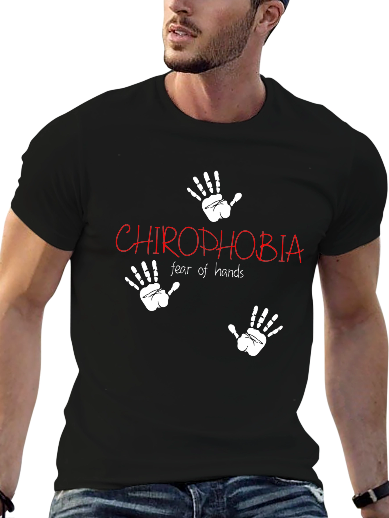Chirophobia Fear of Hands Black T-Shirt