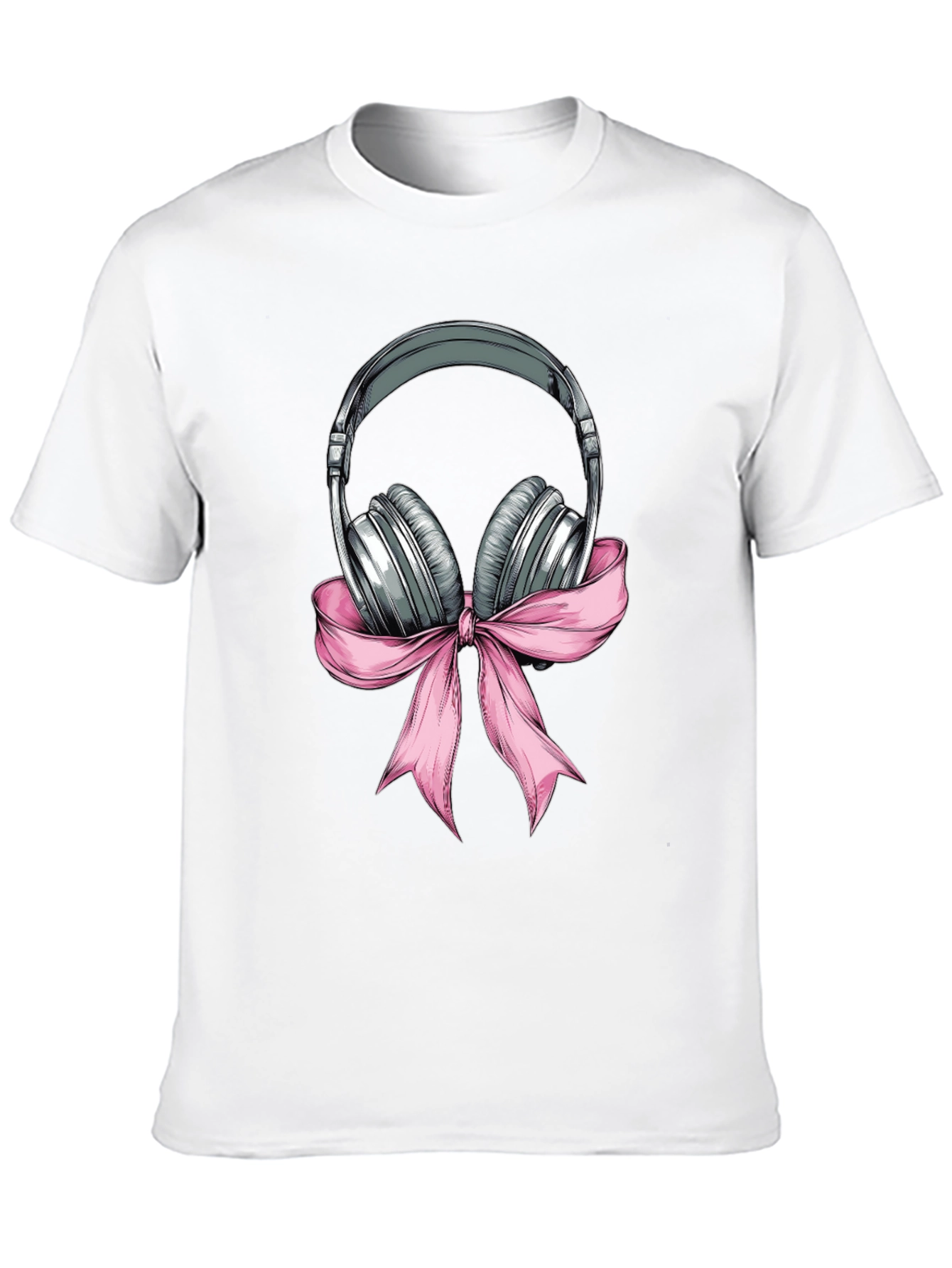Headphones with Pink Bow Graphic T-Shirt