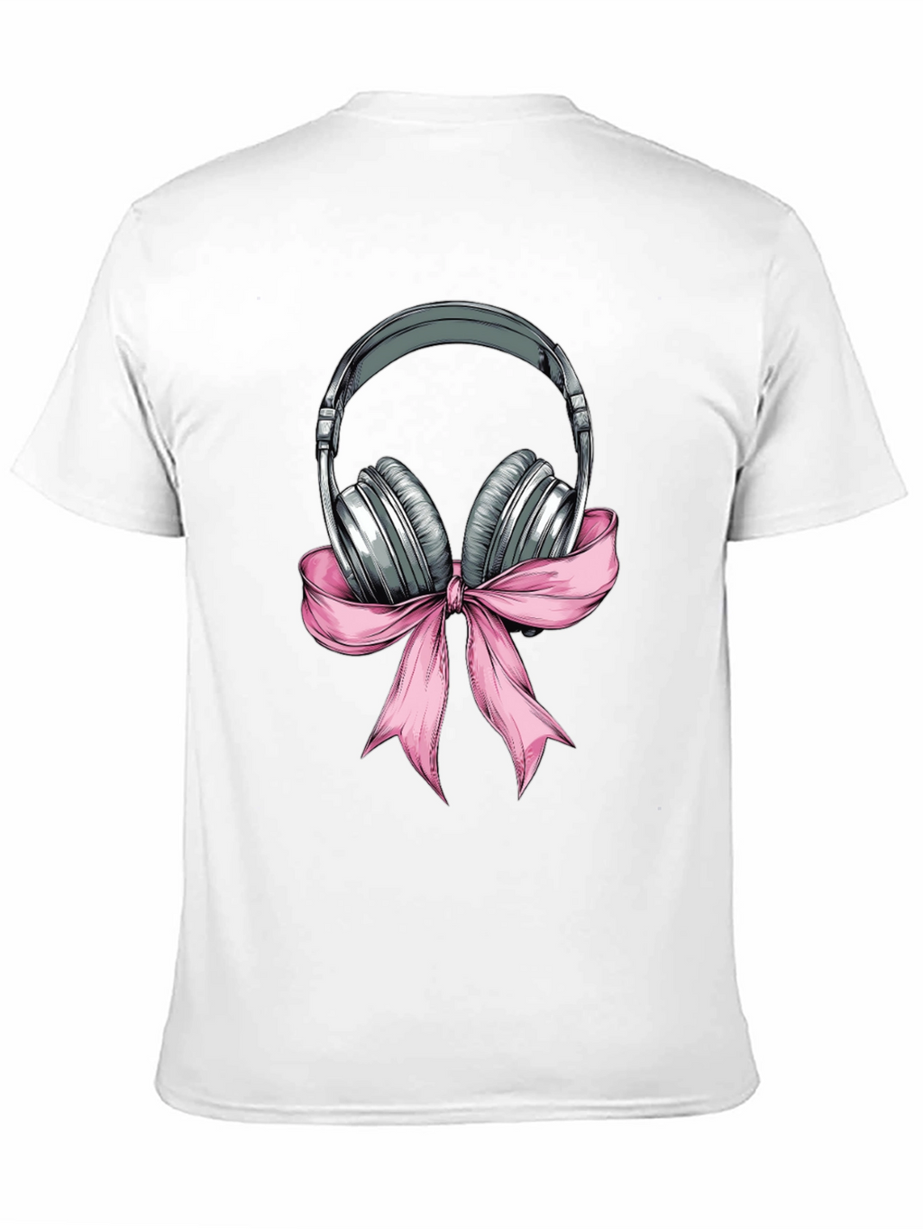 Headphones with Pink Bow Graphic T-Shirt