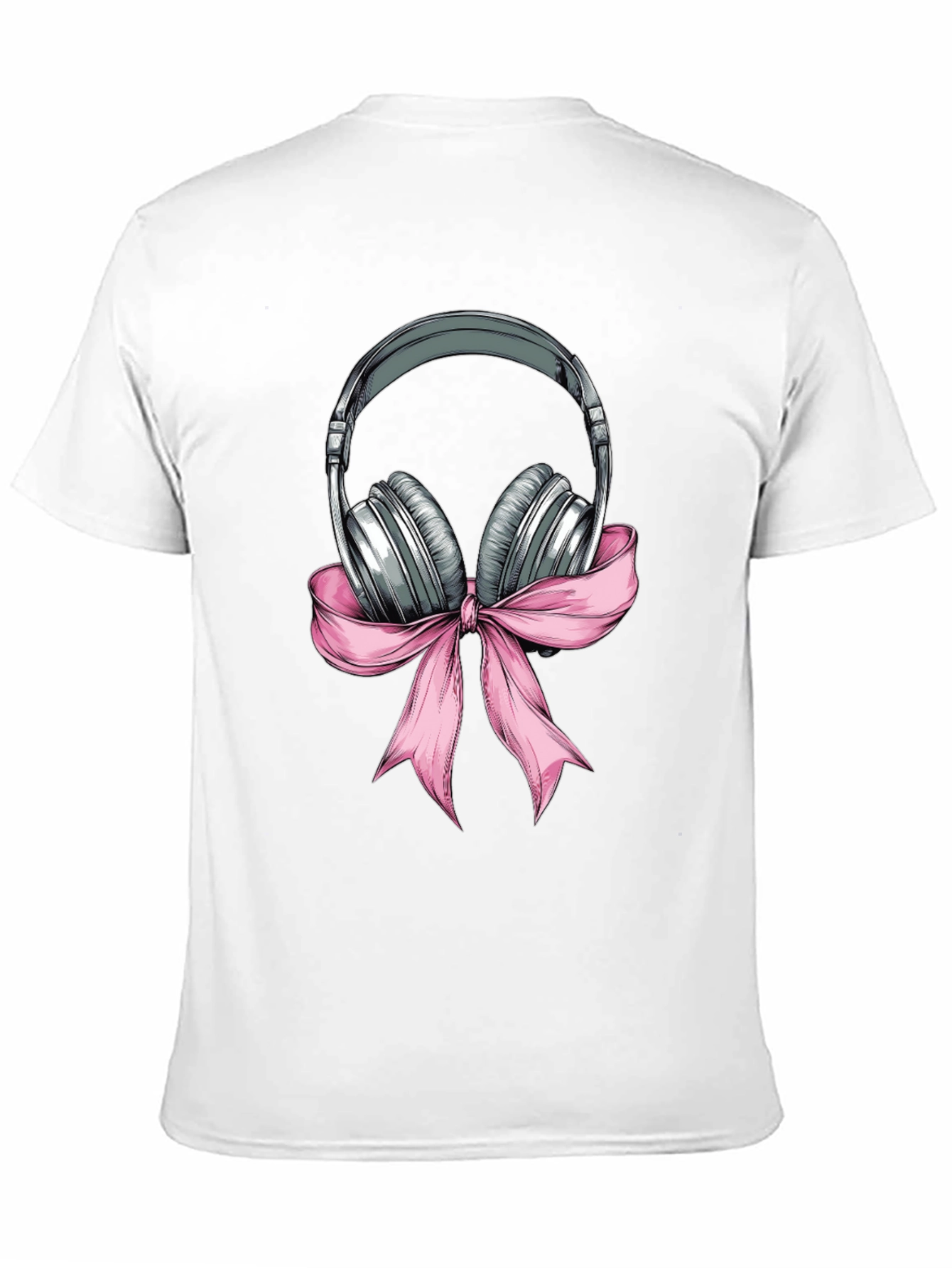 Headphones with Pink Bow Graphic T-Shirt