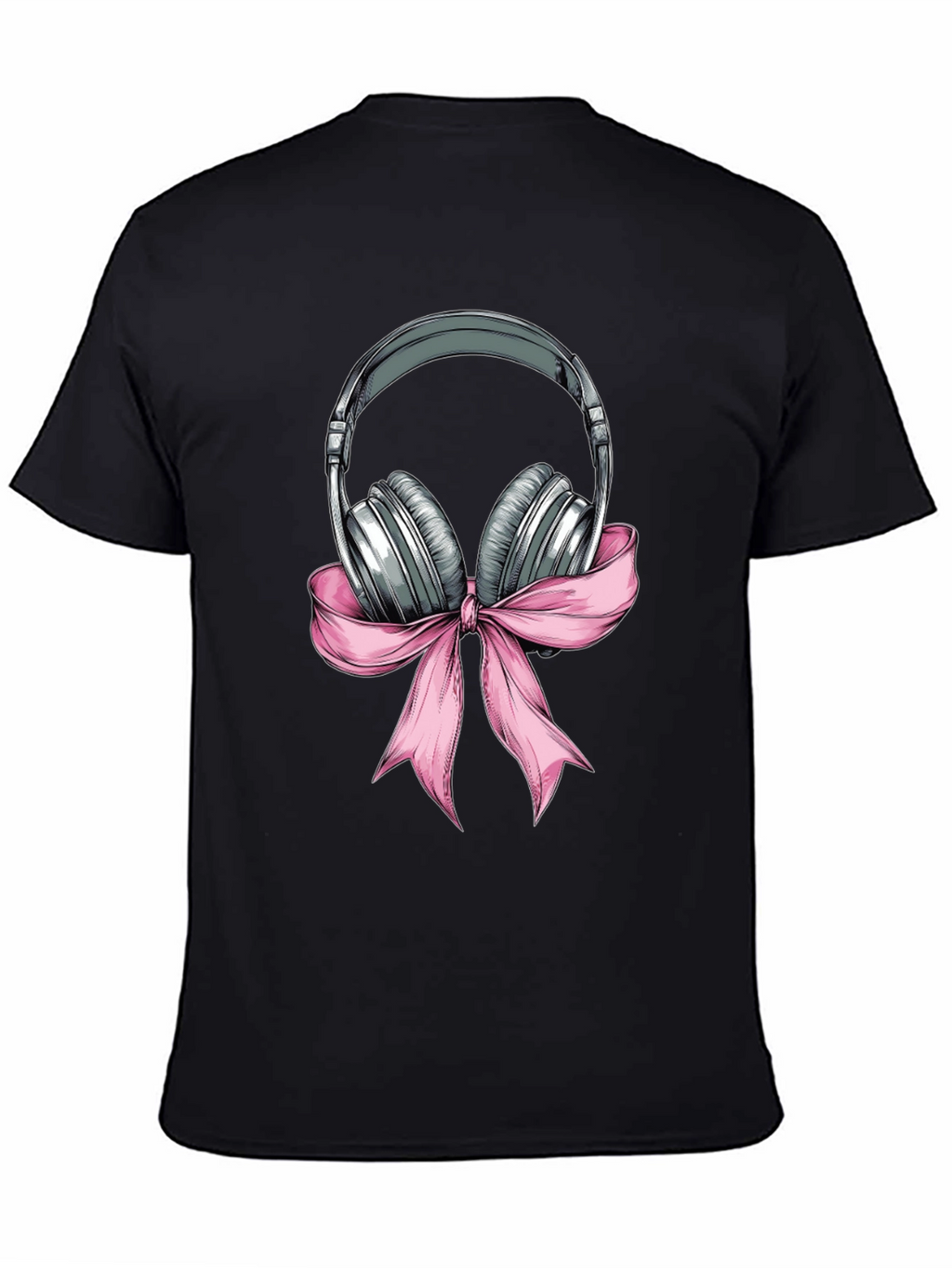 Headphones with Pink Bow Graphic T-Shirt