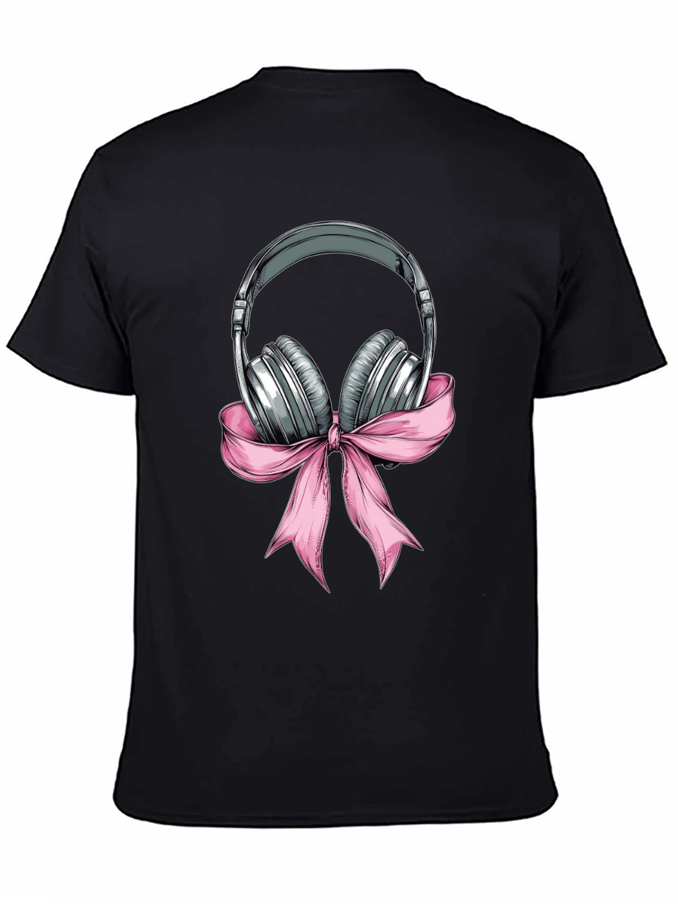 Headphones with Pink Bow Graphic T-Shirt