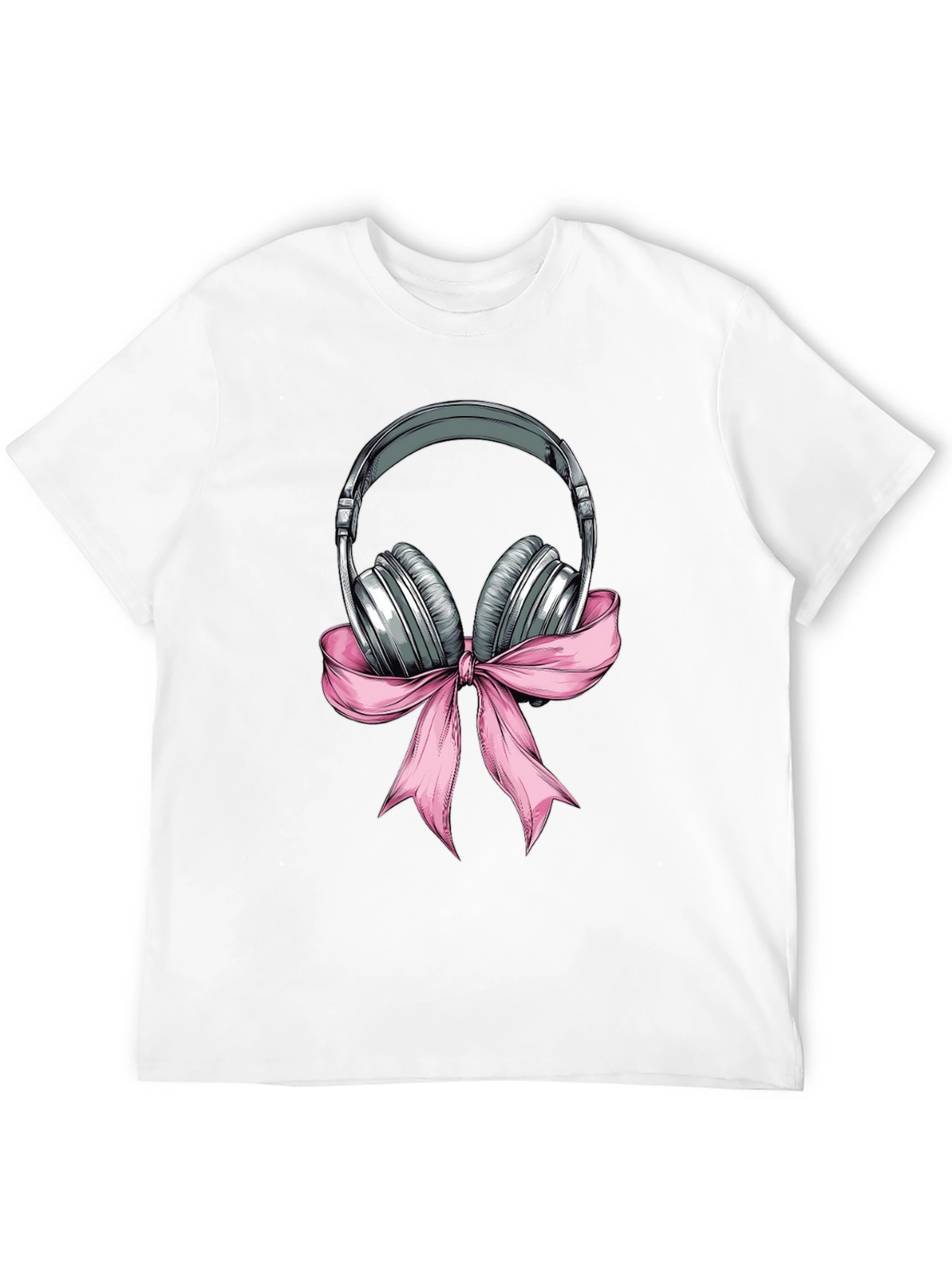 Headphones with Pink Bow Graphic T-Shirt