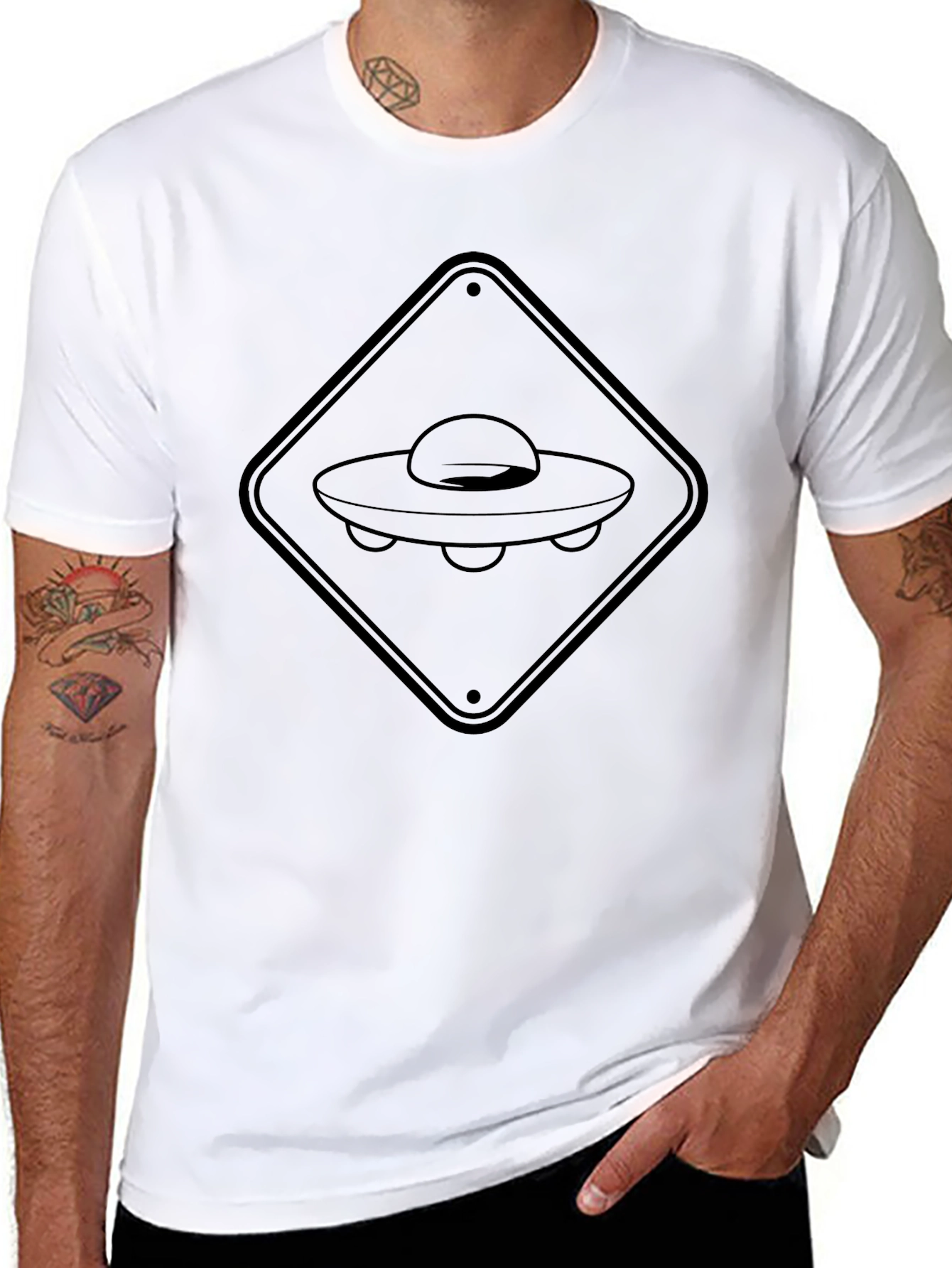 UFO Crossing Black T-Shirt