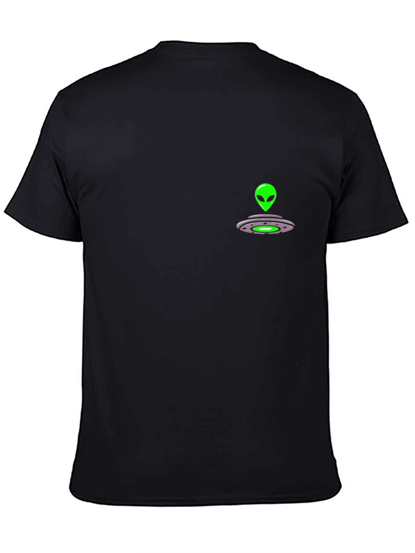 Alien Spaceship Graphic Tee - Black Cotton Comfort