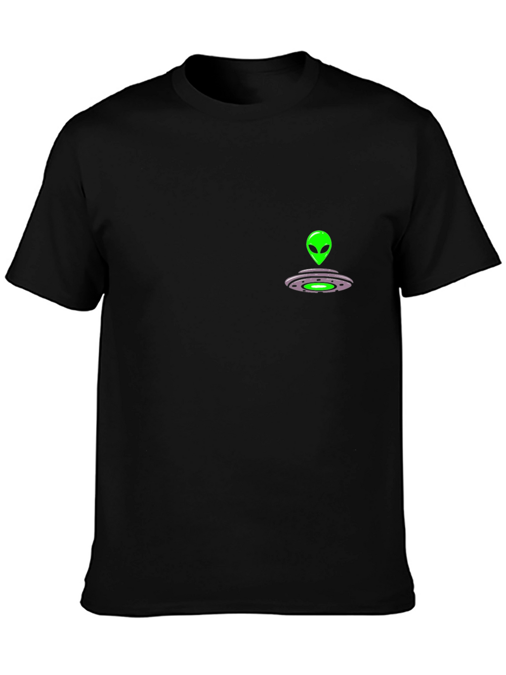 Alien Spaceship Graphic Tee - Black Cotton Comfort