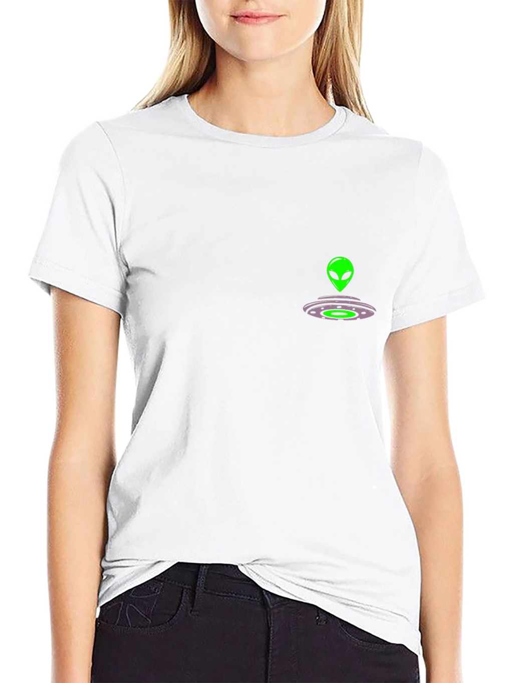 Alien Spaceship Graphic Tee - Black Cotton Comfort
